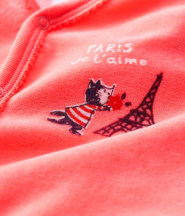 Babies' Velour Sleepsuit PEACHY